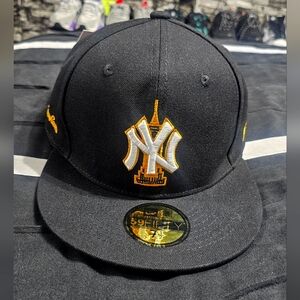 Black and yellow ny yankees empirestate embroidered fitted Cap